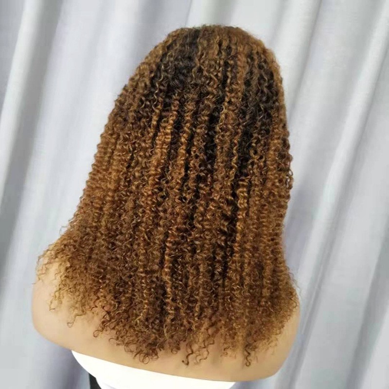 Long Deep Wave Wig with Blonde Highlights Synthetic Curly Hair Wigs for Black Wo