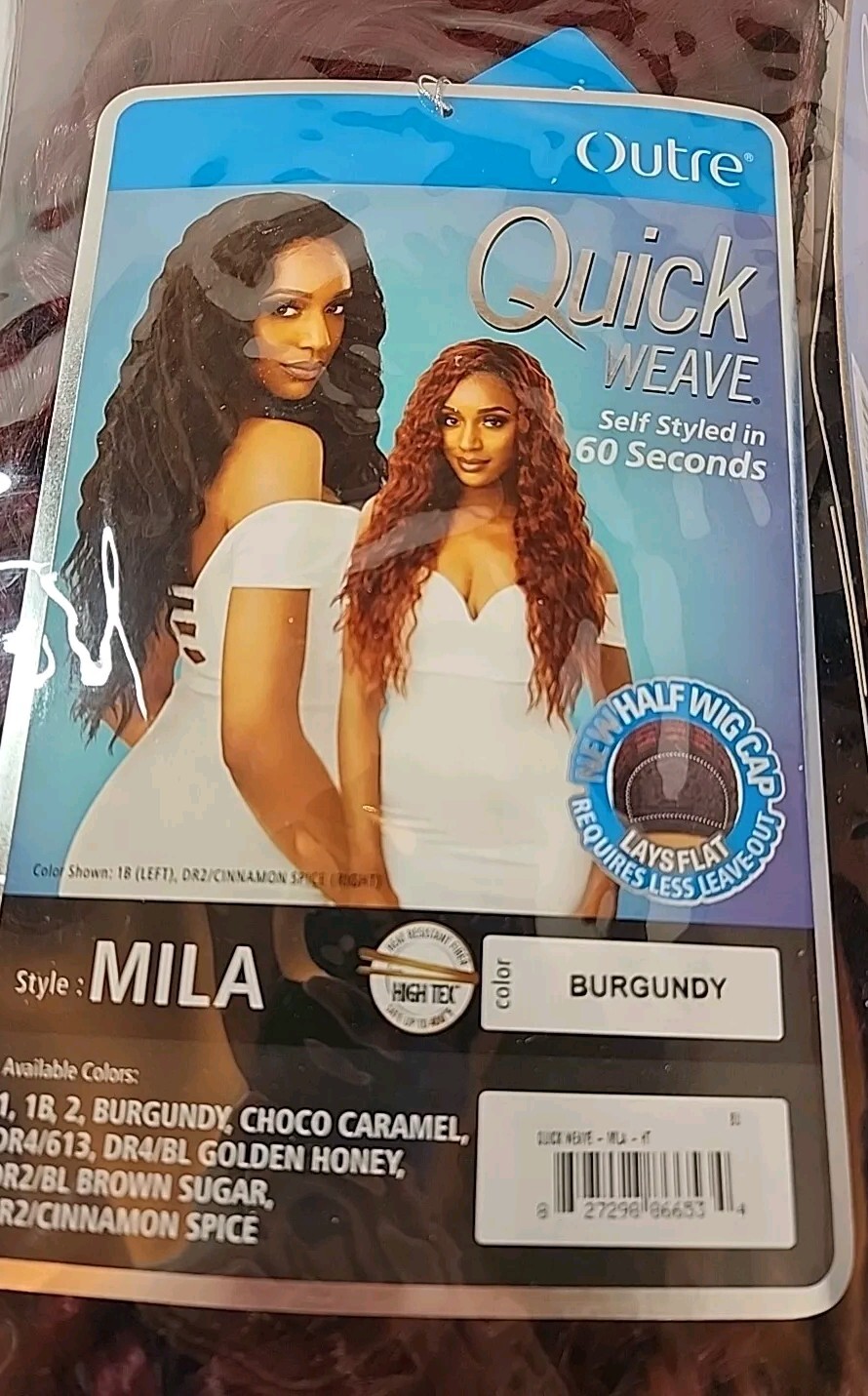 NEW Outre QUICK WEAVE Half Wig Quick Style Burgundy Red Brown Body Wave Hair