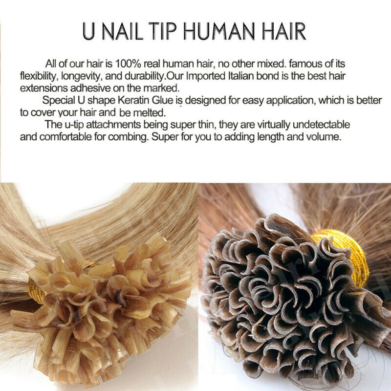 200S Pre Bonded Nail U Tip Real REMY Human Hair Extensions 16-24 Inch THICK USA