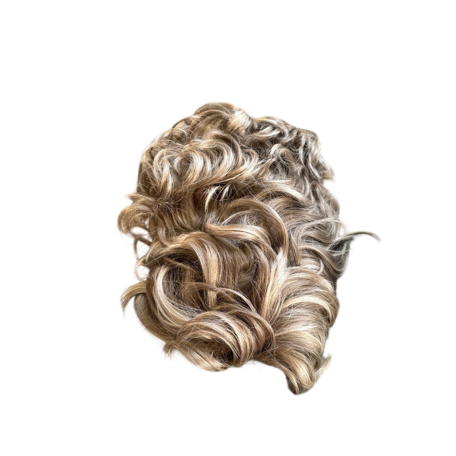 Vintage Blonde Curly Hairpiece Modacrylic Fiber Wavy Topper Korea Japan Fiber