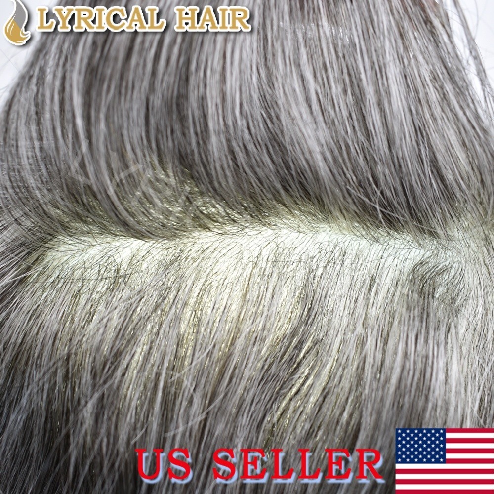 Thin Skin Mens Toupee Human Hair Replacement System V-looped 0.06mm PU Hairpiece