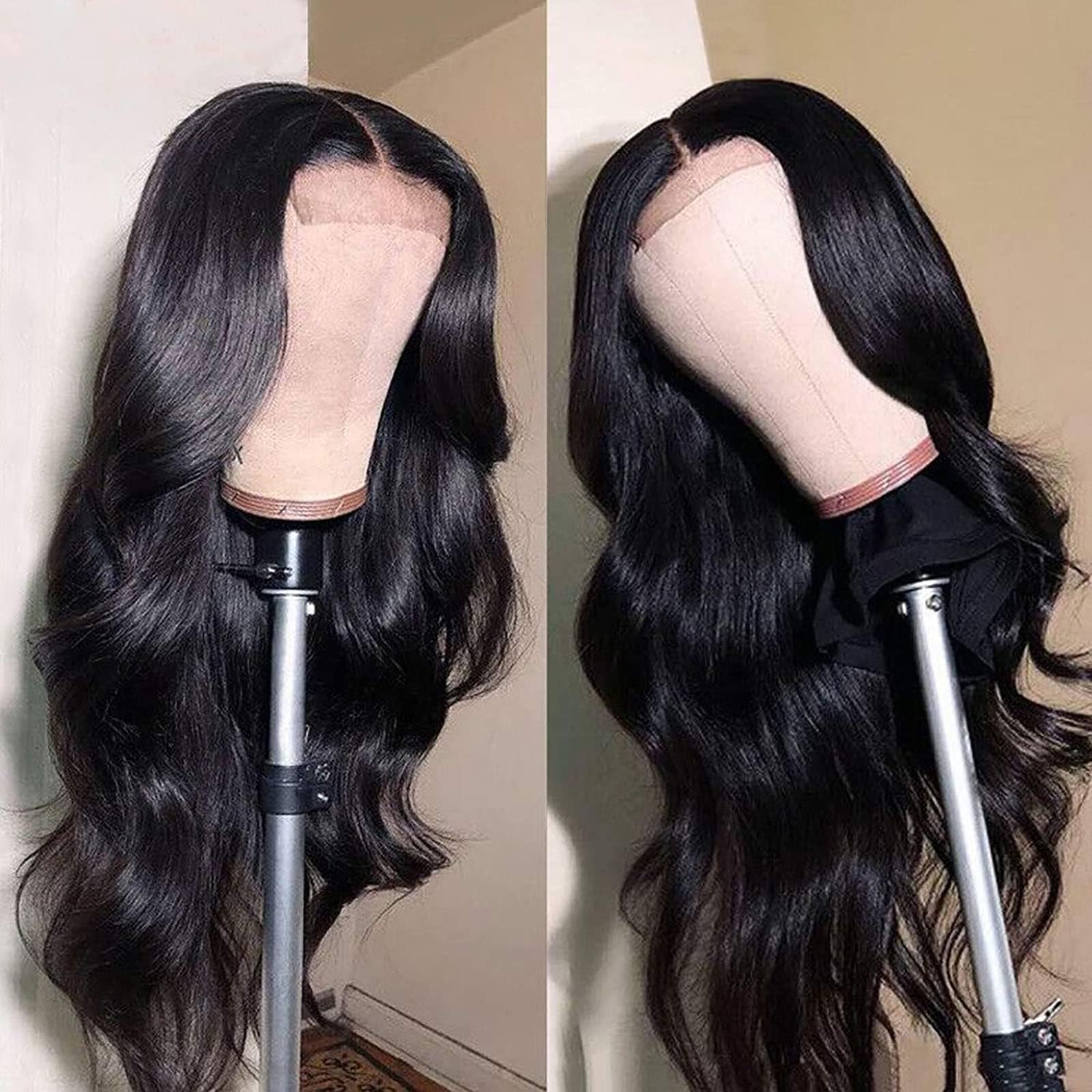 20 Inch Body Wave Glueless Wigs Human Hair 4×4 Lace Closure Wigs 200 Density …