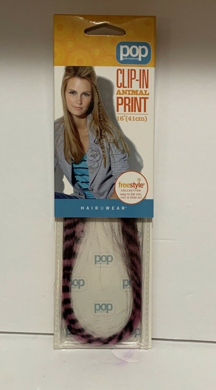Hairuwear Put On Pieces Clip-in Animal Print Pink,White,Gin Tiger Hair Extension