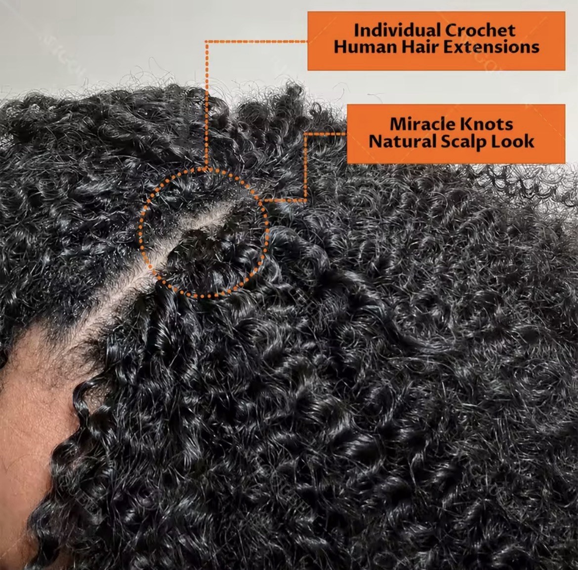 Black Curly Human Hair Crochet Extensions 20in Reusable, 20 Strands