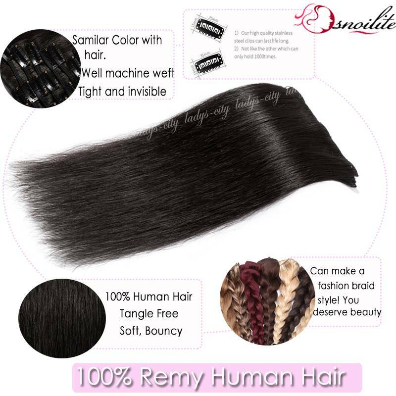 CLEARANCE 8pcs Clip in Real REMY Human Hair Extensions Full Head Ombre Balayage