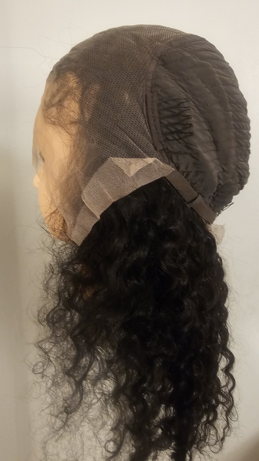 High Quality regular 22″ black waterwave 100% Virgin Human Hair Lace front Wig.