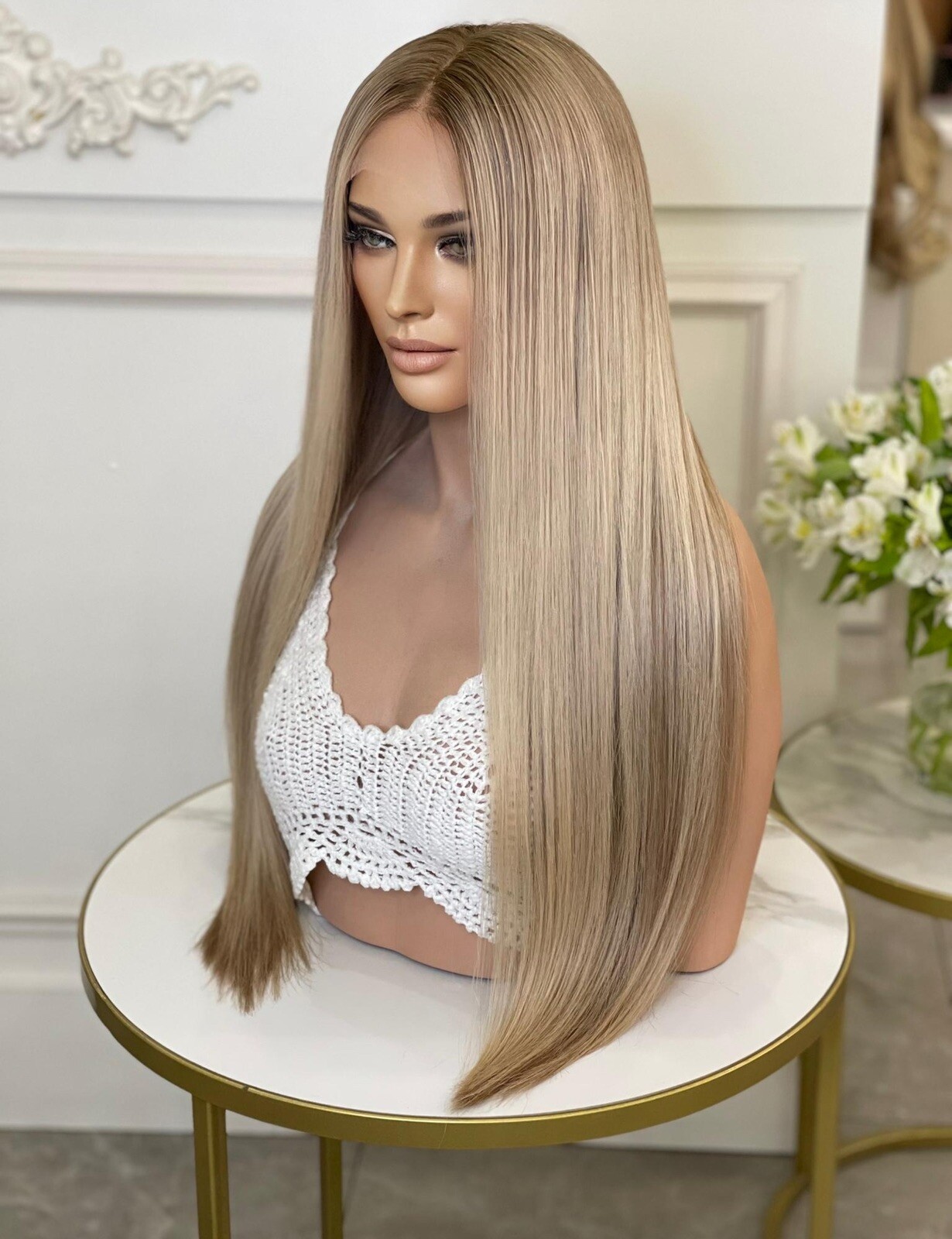 Wig (Half-system with silk insert). 100% natural hair. Model N1911