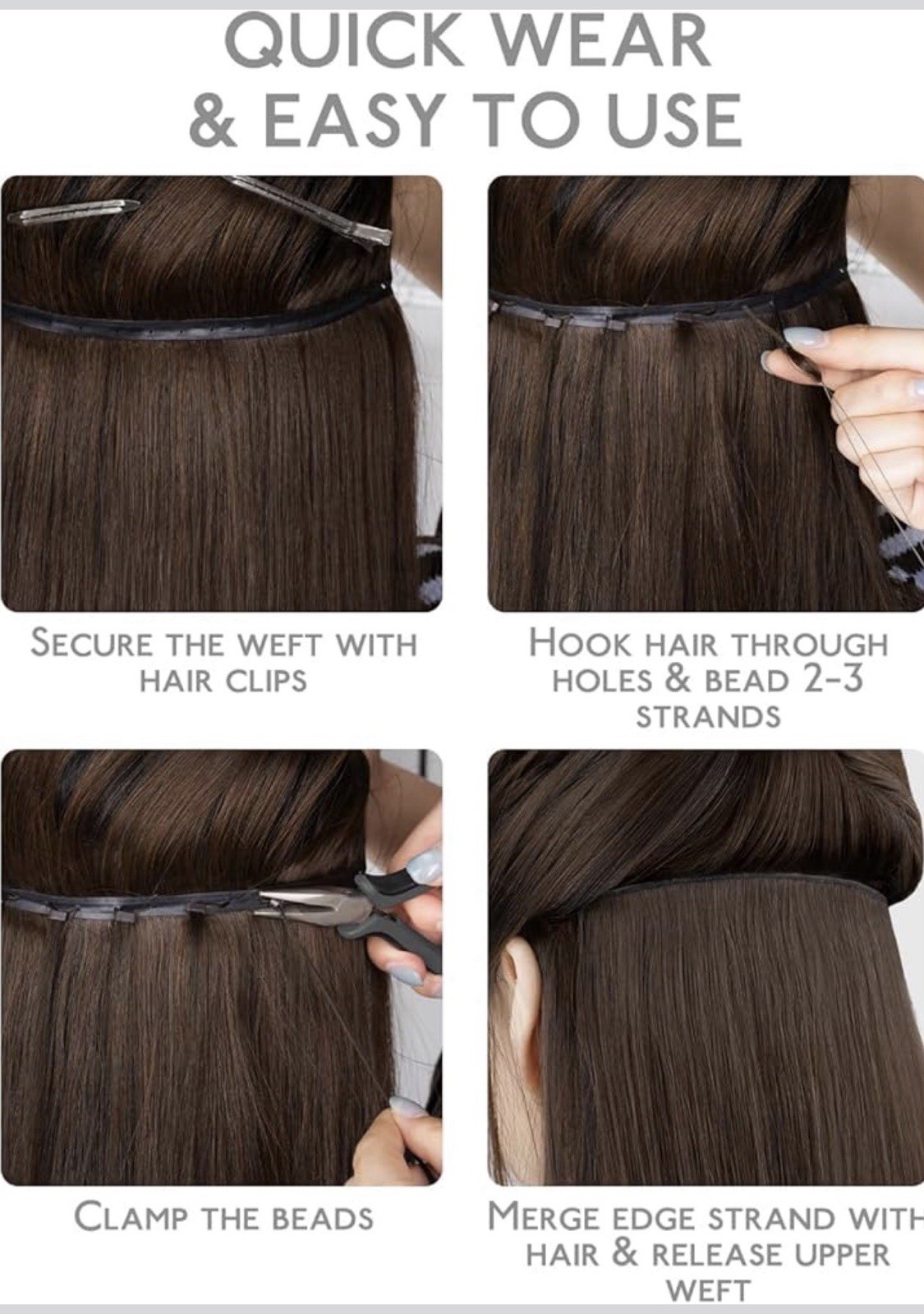 WENNALIFE Double Genius Butterfly Weft Hair Extensions Human Hair 18 inch, 110g