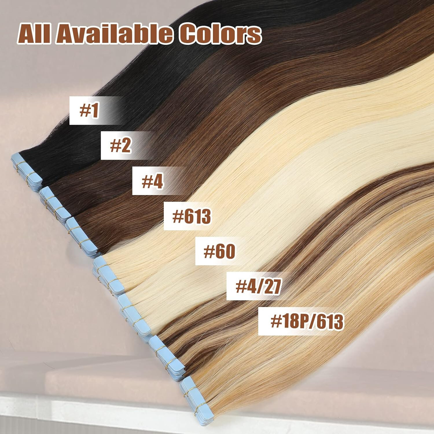 Tape in Human Hair Extensions Invisible Skin Wefts 100%Russian Remy Hair Fashion