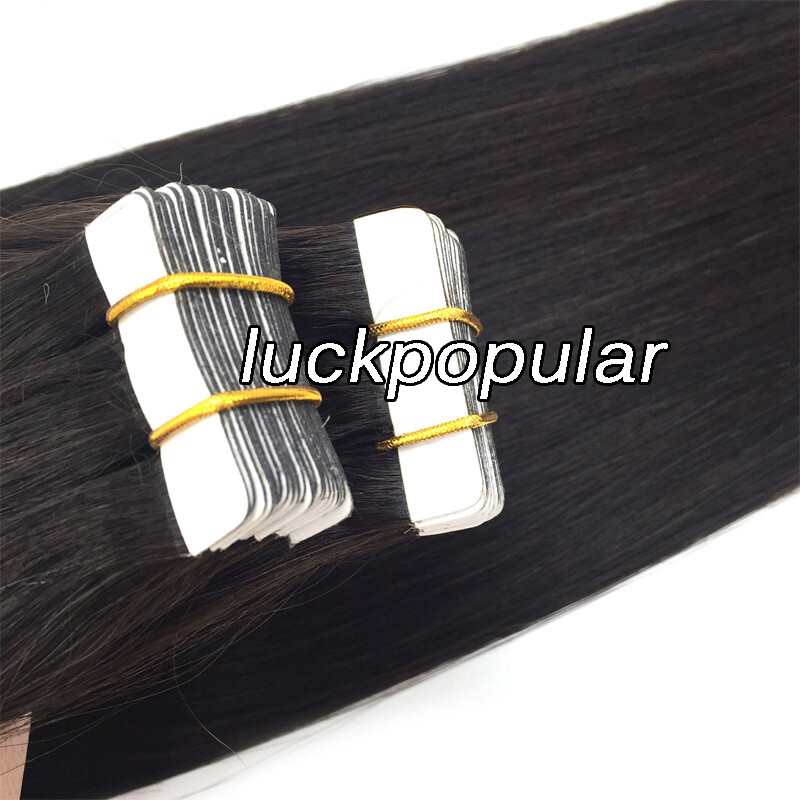 Durable Adhesive Tape in Hair Extensions Invisible Skin Weft Real Human Hair 12A
