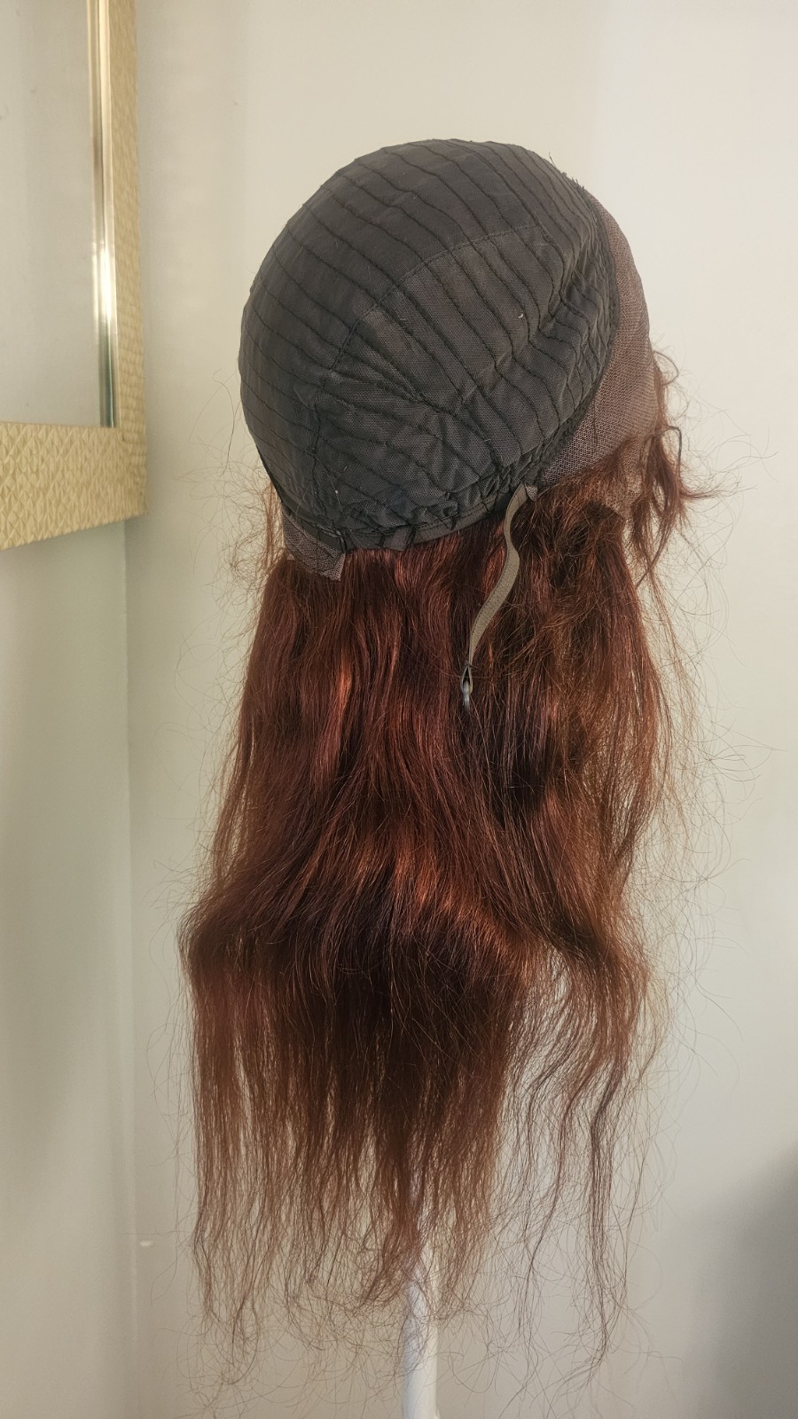 High-Quality Regular Top 24″ Copper Red Wavy 150% Virgin Human Hair Lace Wig