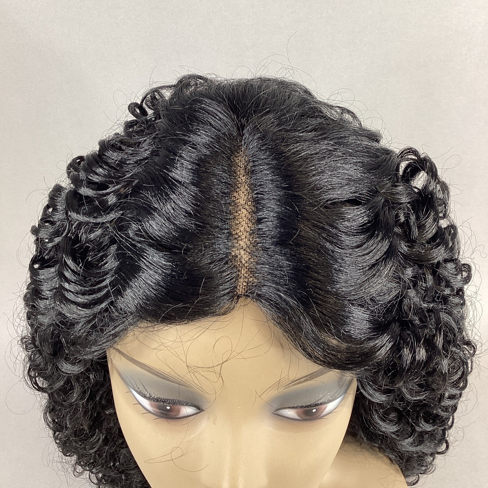 Damaris Long Curly #1 Jet Black Premium Synthetic Lace Part Wig
