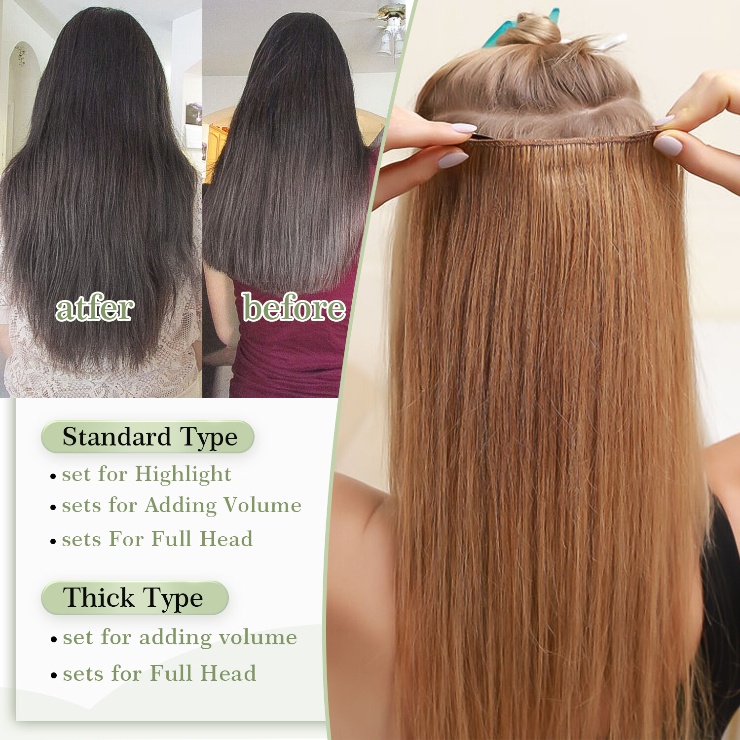 U Shape Russian 100% Remy Human Hair Extensions One Piece Clip In Weft Full Head