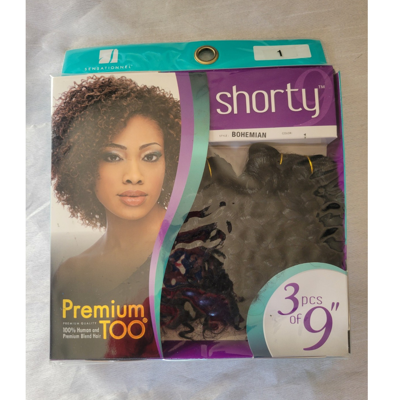 Sensationnel Shorty Bohemian Curly Human Hair Blend Weft 3pcs 9in 1