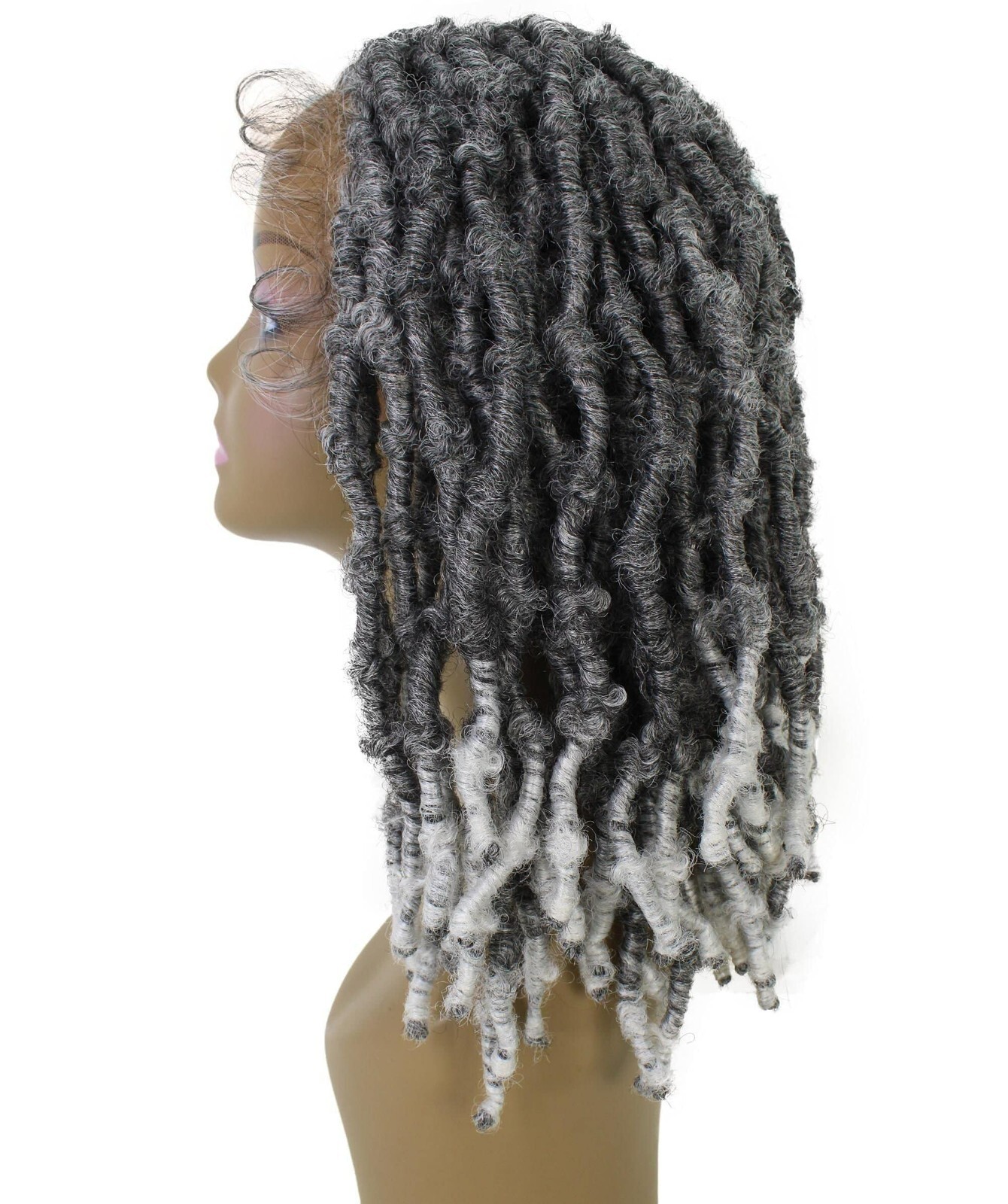 LUXLUXE Curly Ezelle 15.5″ inch Long 4X4 Hand Tied Lace Braid Braided Wig