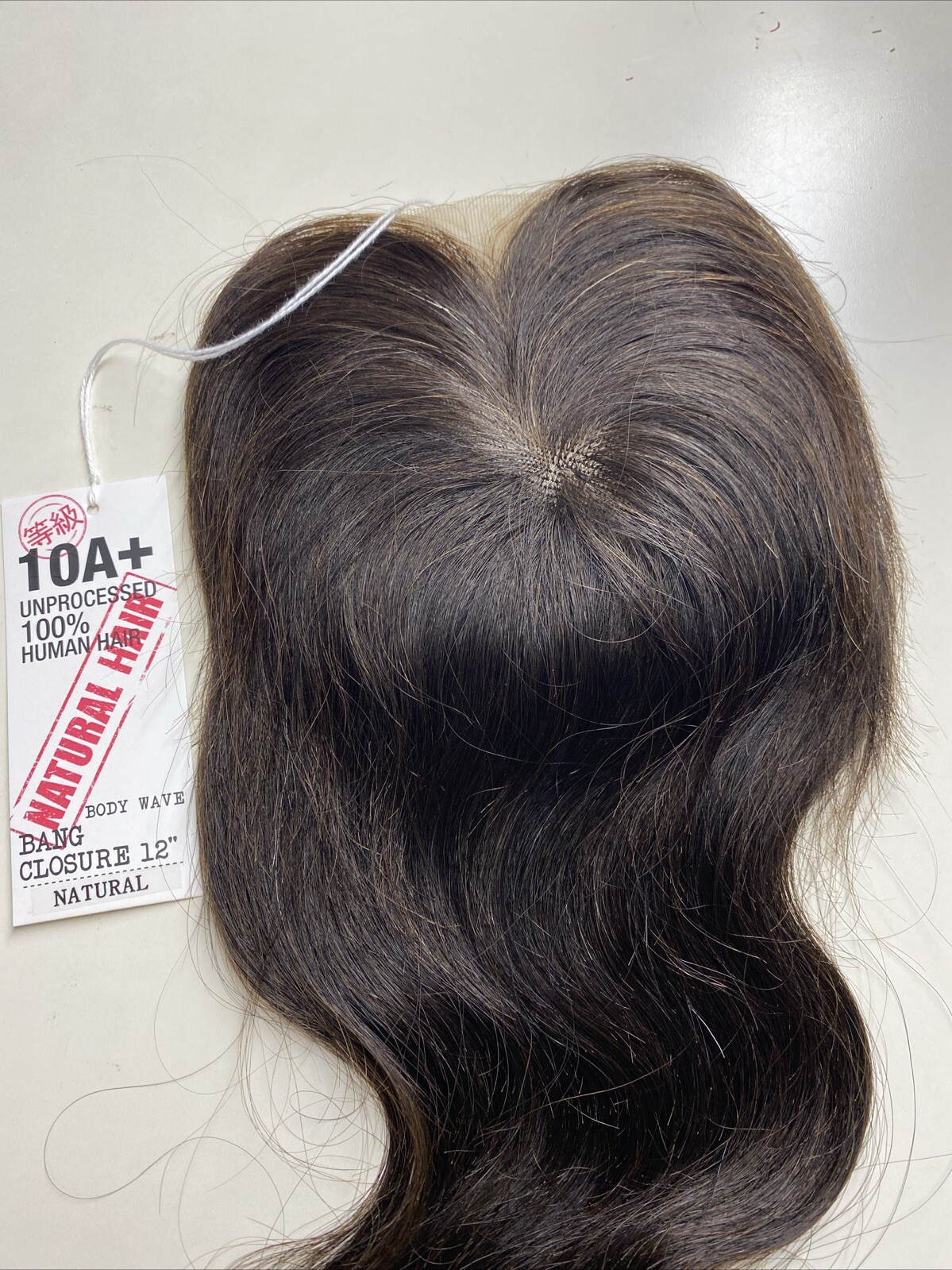 10A+_100% Human Brazilian Virgin Remy Body Wave_BANG_Closure_12″_#NATURAL