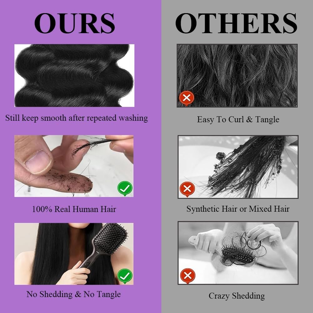 16A Brazilian Virgin Human Hair Bundles Body Wave 18 Inch Natural Black