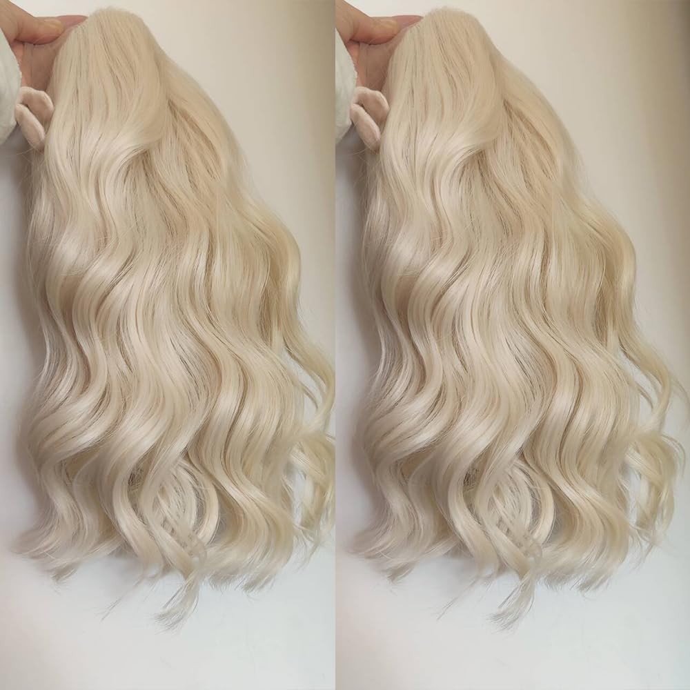 Xiweiya 60 Platinum Blonde Curly Wig Short Blonde Lace Front Wig Natural White