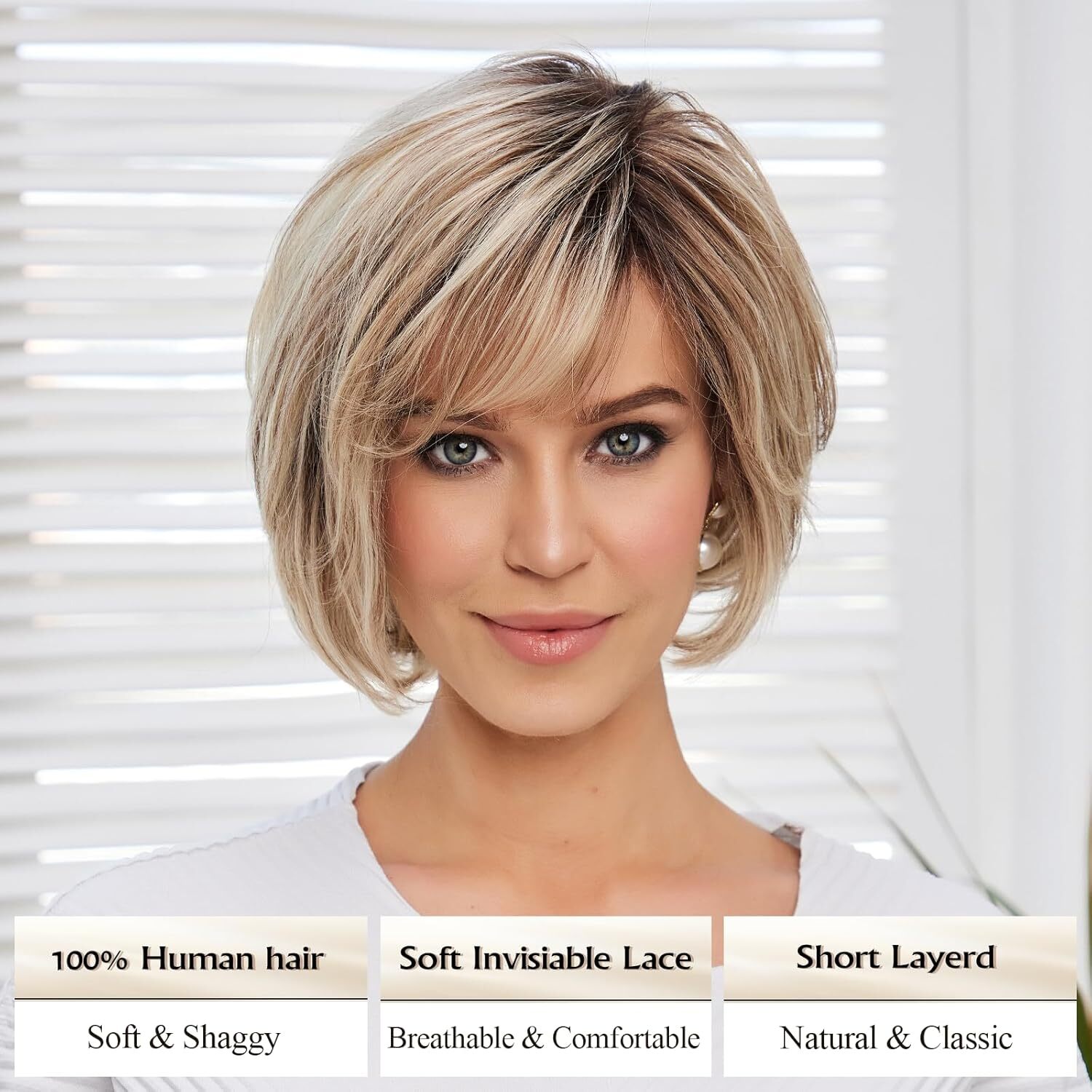 13×4 Lace Front Wig for Women Human Hair wigs 8 Inch Short Ombre Golden Blonde