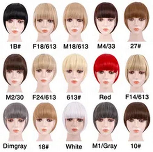 Fake Hair Bangs-Synthetic False Fringe Short Straight Extension Clip Blond Brown