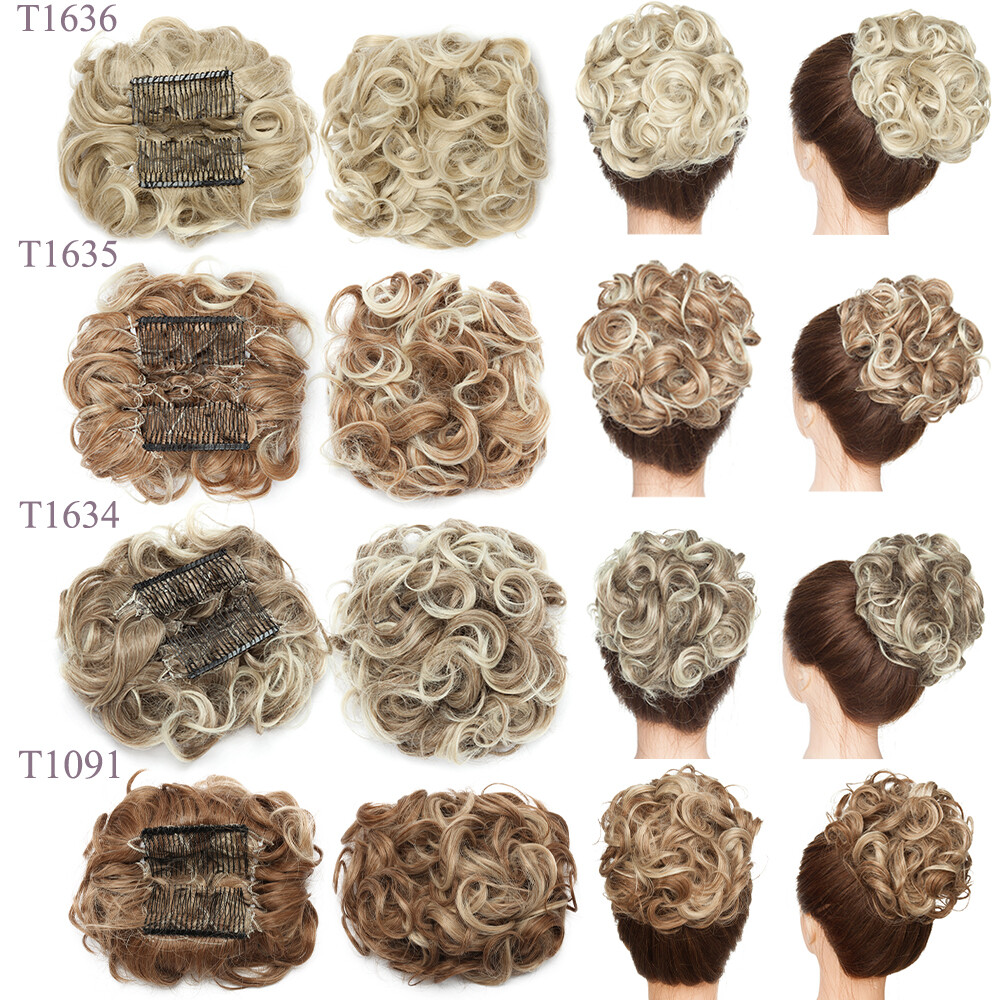 1X Messy Bun Updo Hairpieces Chignon Curly Hair Extensions Natural as Human Hair