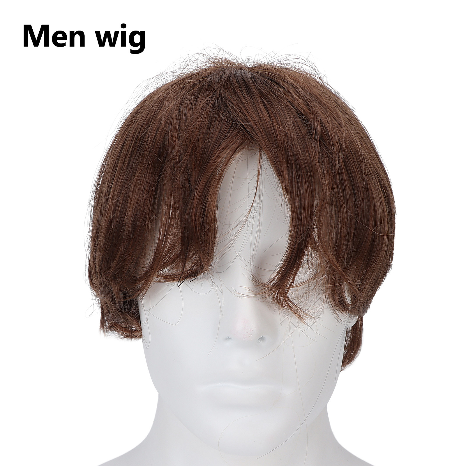 Men Short Light Brown Wig Male Short Straight False Hair Full Wig for Halloween