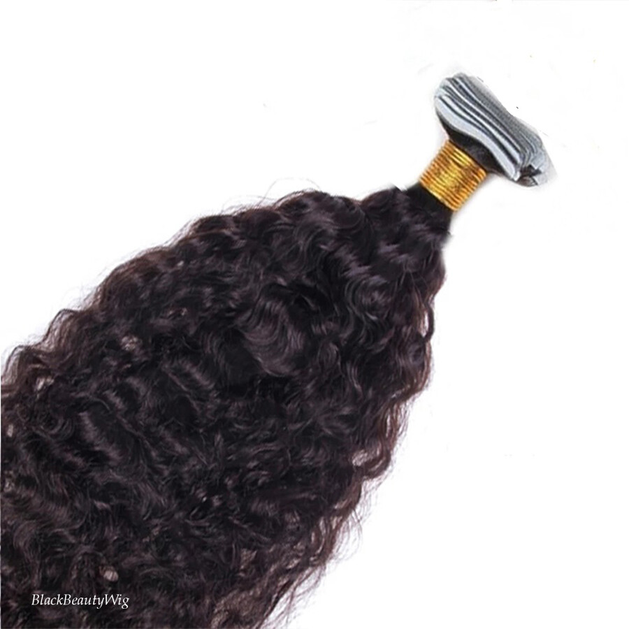 Water Wave Tape in Human Hair Extension Curly Skin Weft Tape on Hair 100g 40Pcs