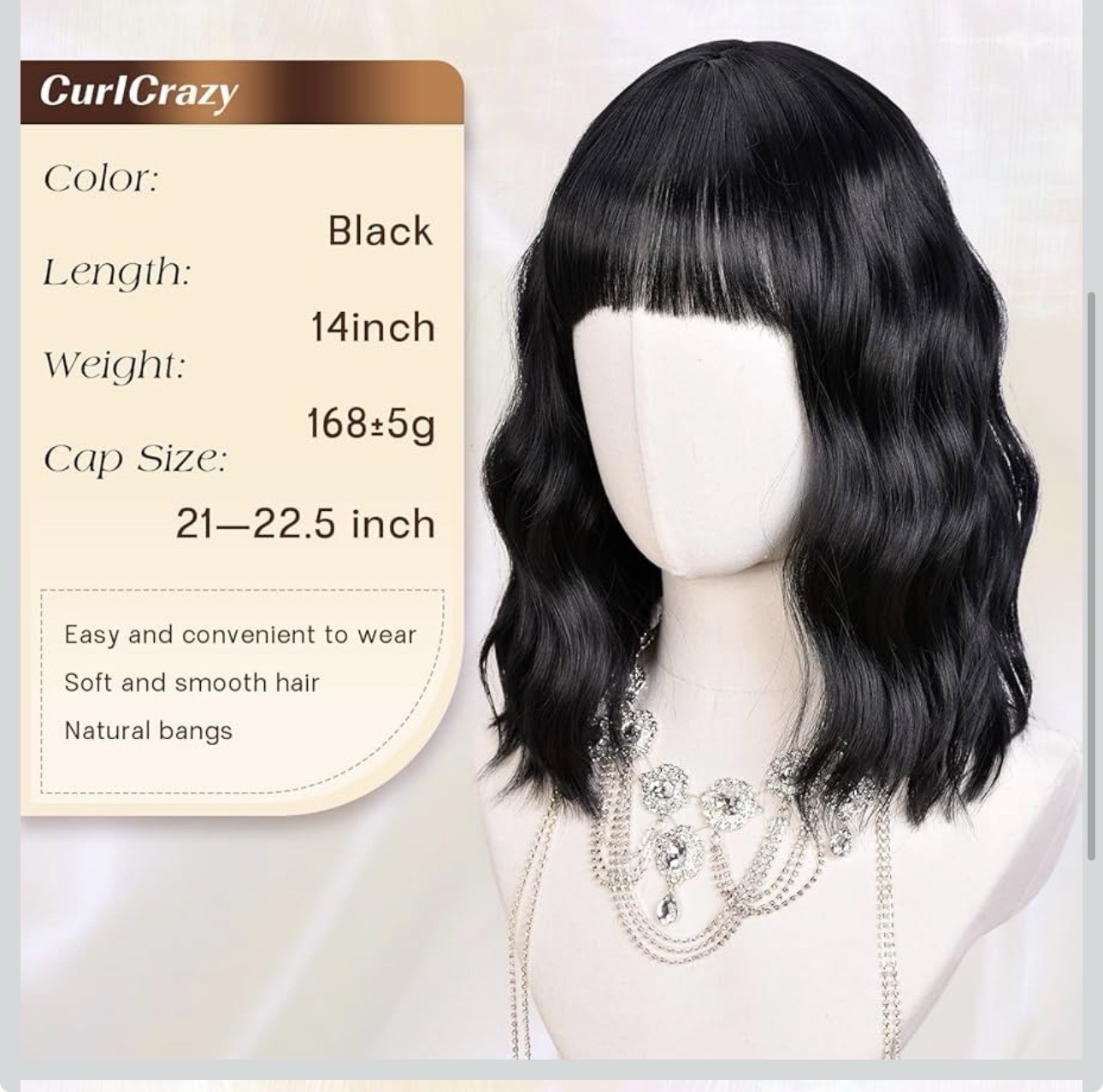 Short Wavy Bob Wigs for Woman Natural Synthetic Hair Wigs with Bangs Cosplay ✅