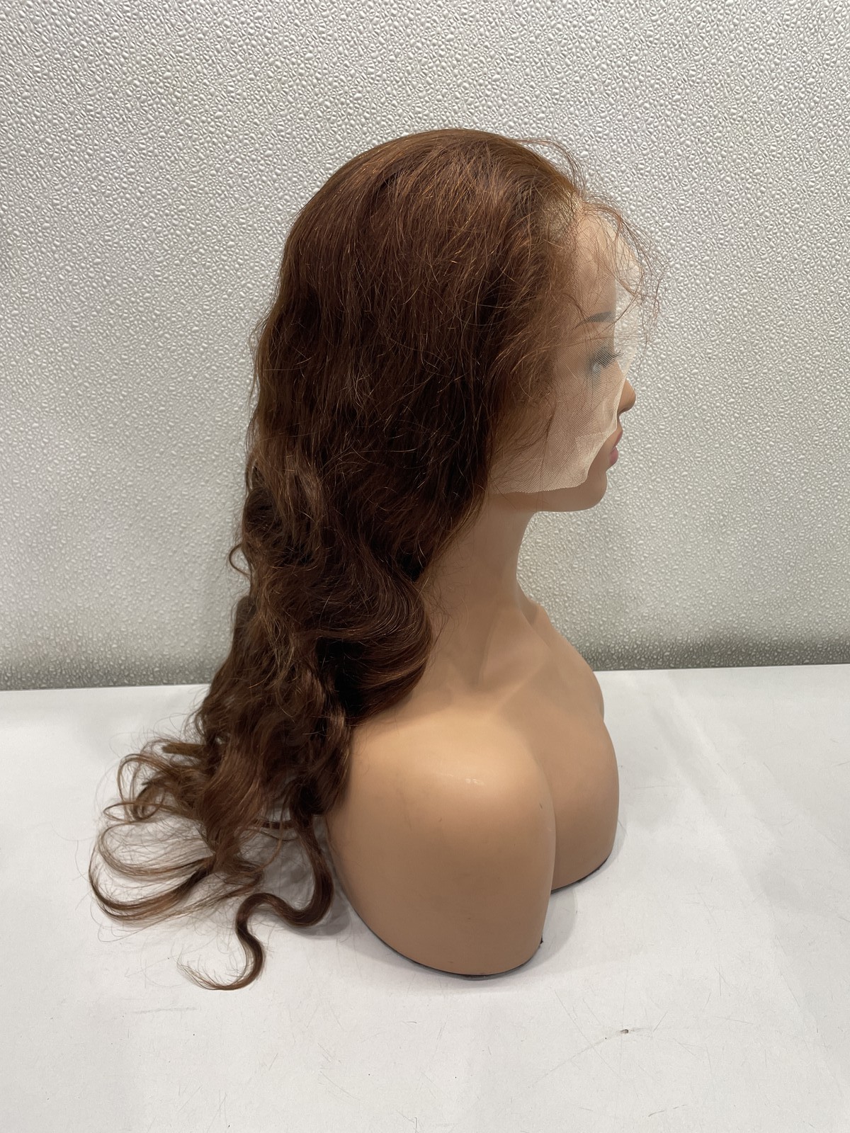 Brown Body Wave Human Hair Blend Glueless Lace Front Wig, 24″