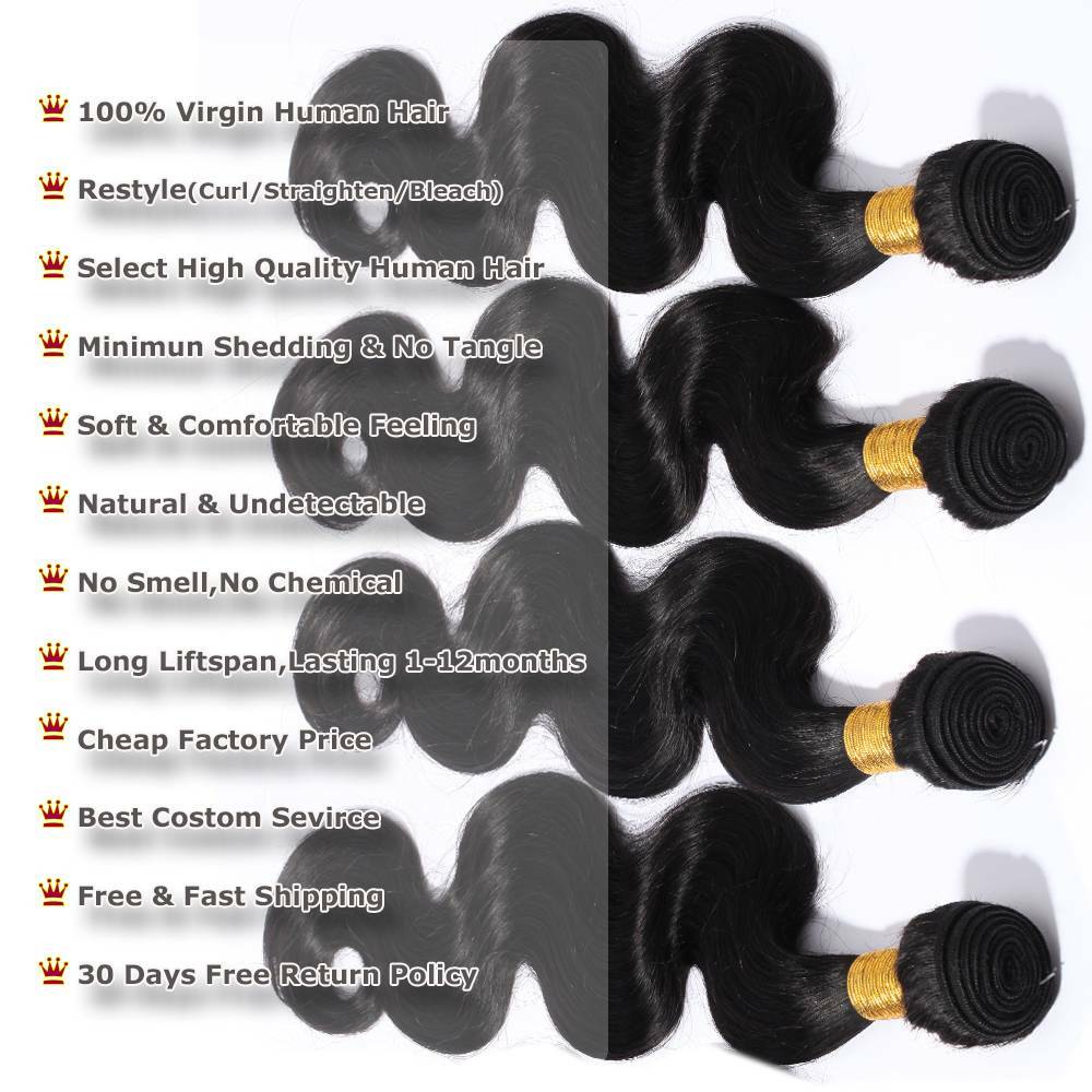 8-30 inch Sew In Malaysian Virgin Human Hair Extensions Weave Weft Body Wave US
