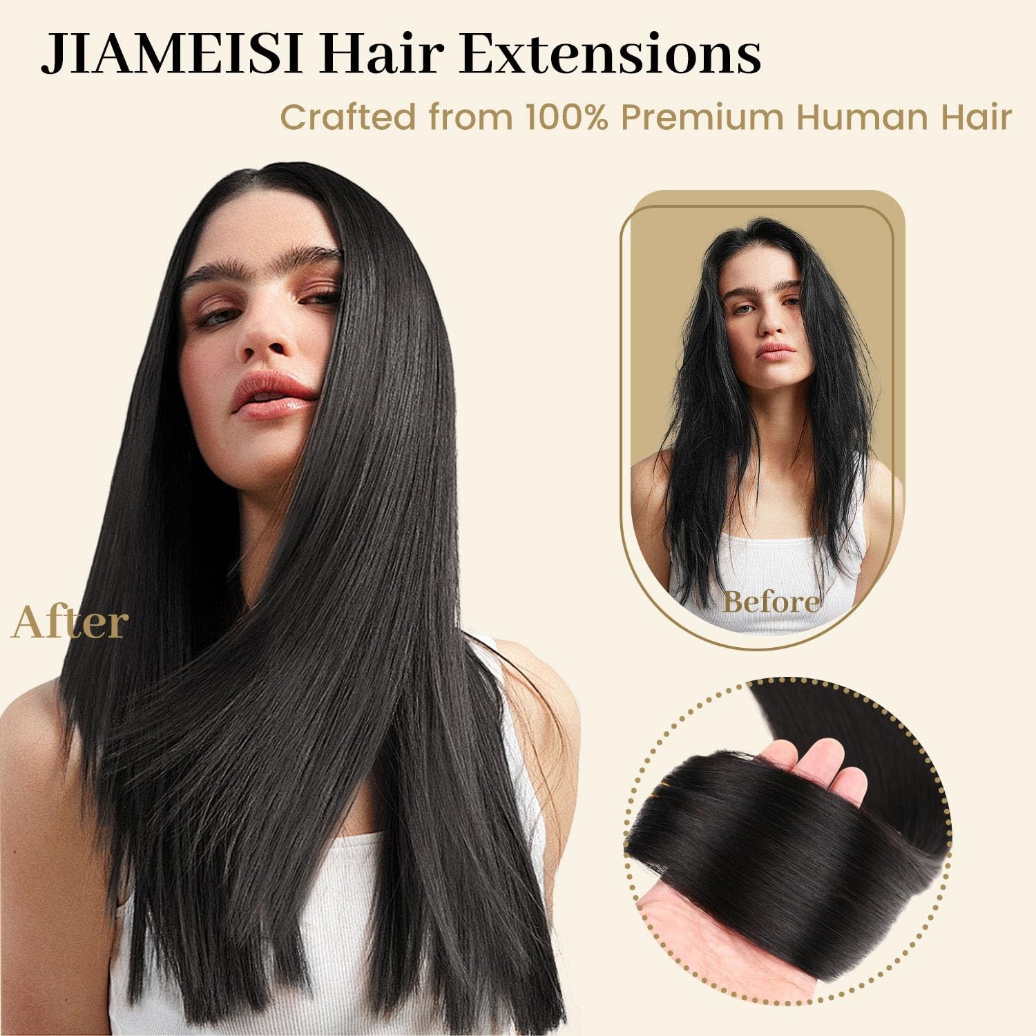 Clip in Hair Extensions Remy Human Hair 12inch 70g #1B Natural Black – Soft