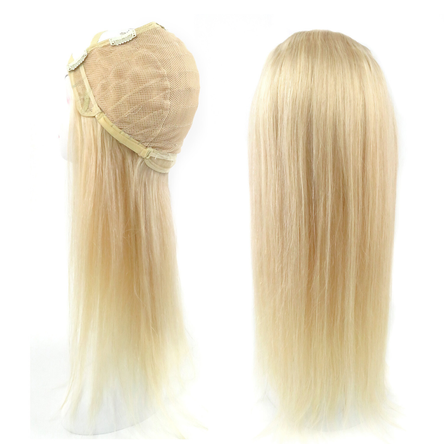 Long U Shape Glueless 100% Real Human Hair Machine 3/4 Weft Cap Wig Highlights