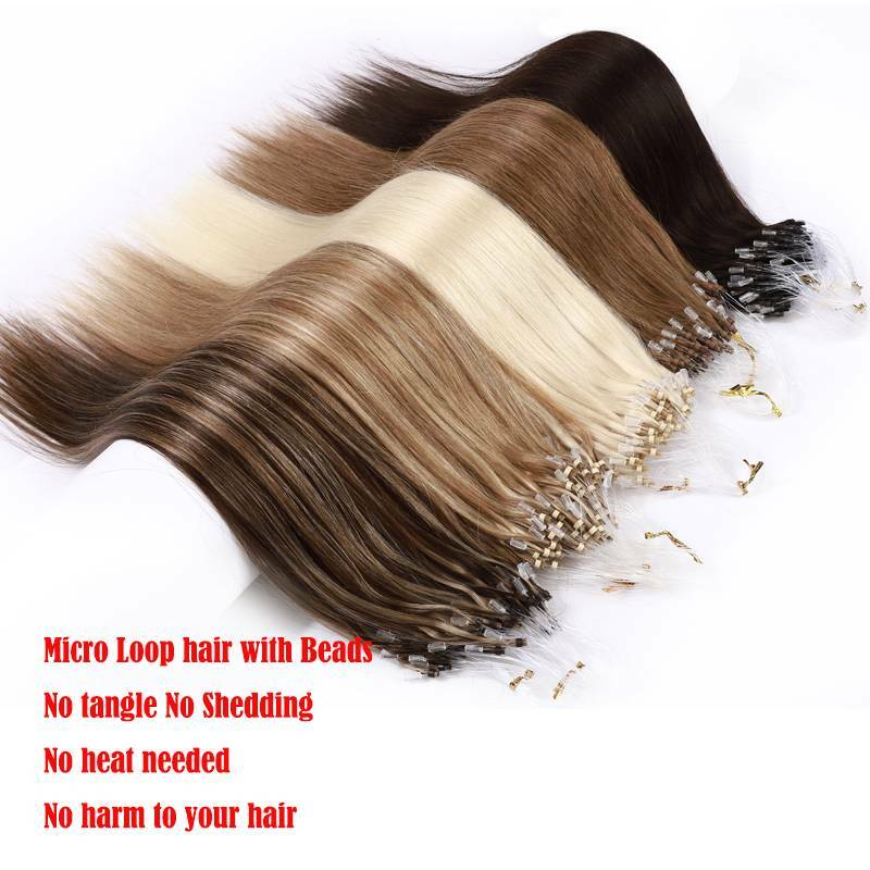1G Micro Ring Loop Nano Beads Hair Extensions 100% Real Remy Human Hair THICK US