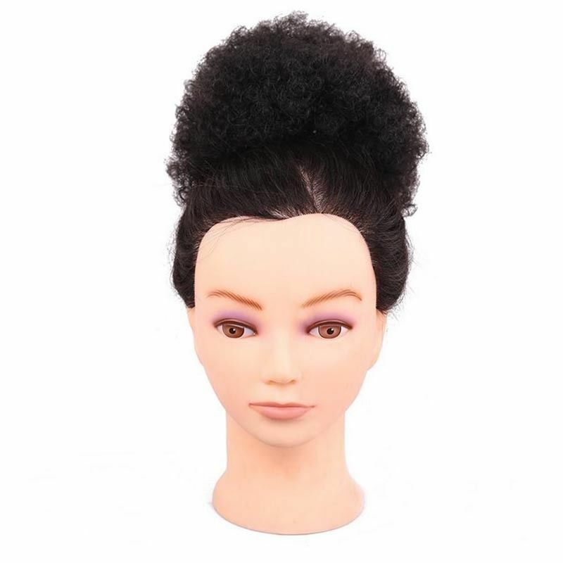 Afro Kinky Curly Ponytail Drawstring Puff Bun Clip on Chignon Bun Hair Extension