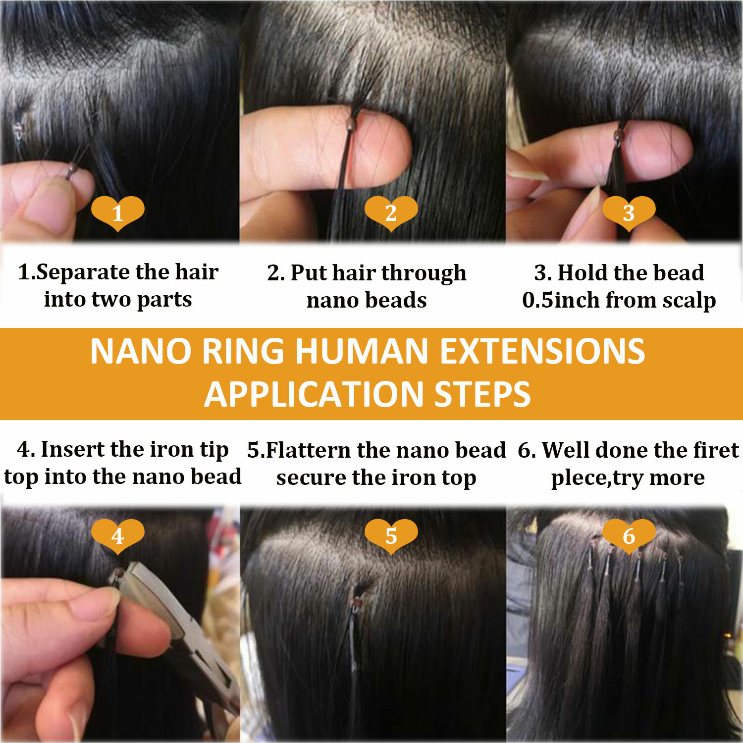 THICK Russian 100%Real Remy Human Hair Extensions Micro Nano Loop Ring Bead Link