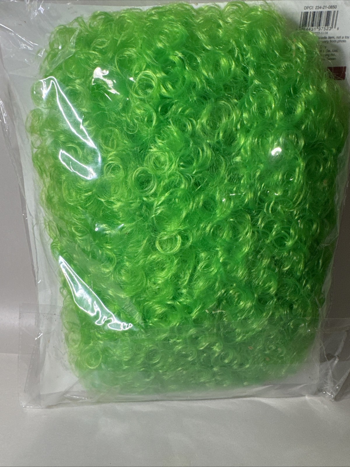 Green Curly Wig One Size fits Most New in Bag