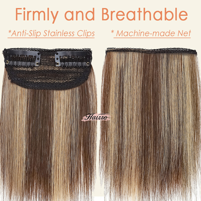 Soft Human Hair Clip In Extensions Thick Mini Padding Hairpiece Patch HAIRRO