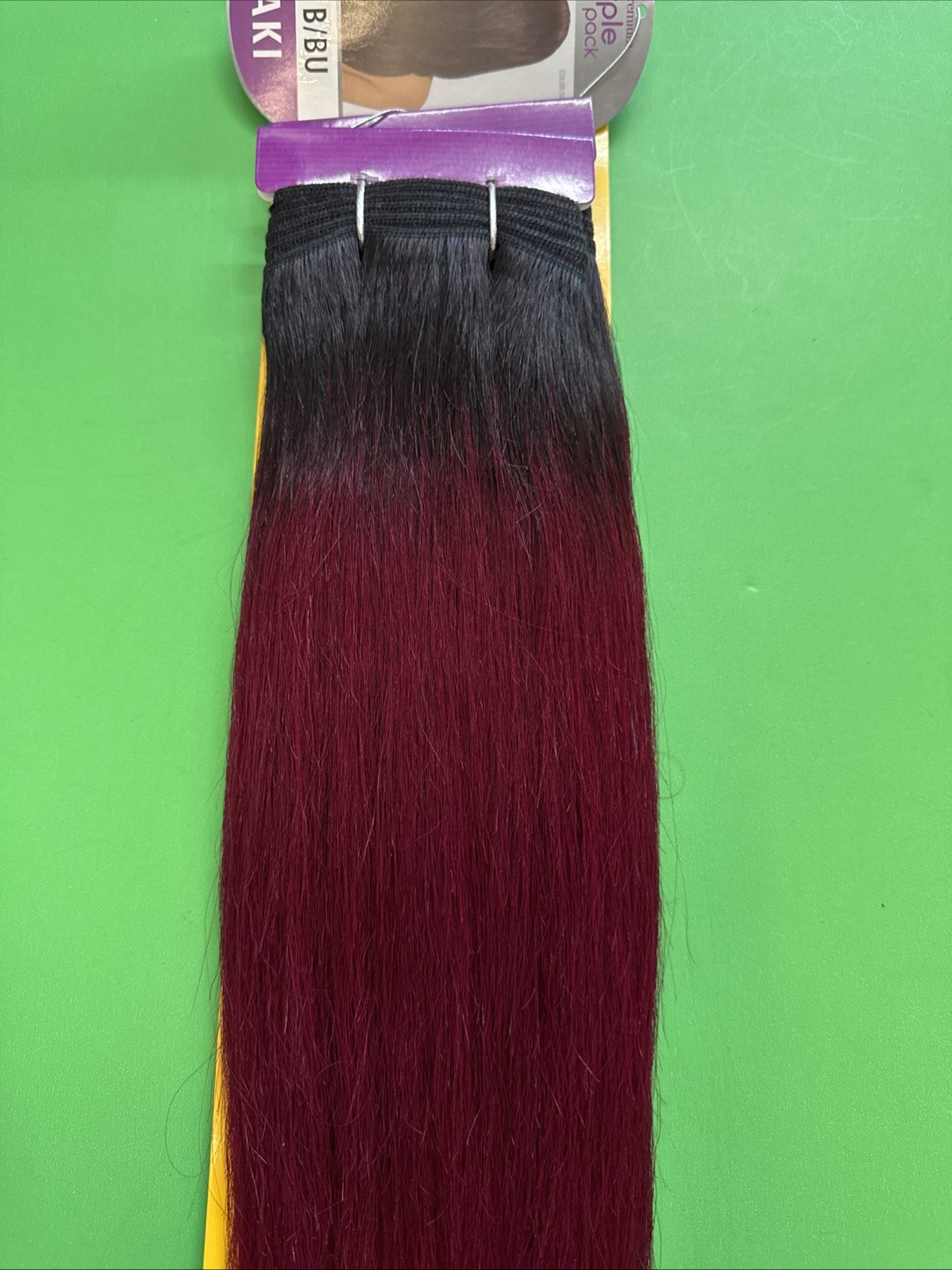 OUTRE PURPLE PACK 100% HUMAN HAIR YAKI WEAVE 12″ T1B/BU Two Tone 1B/BURGUNDY