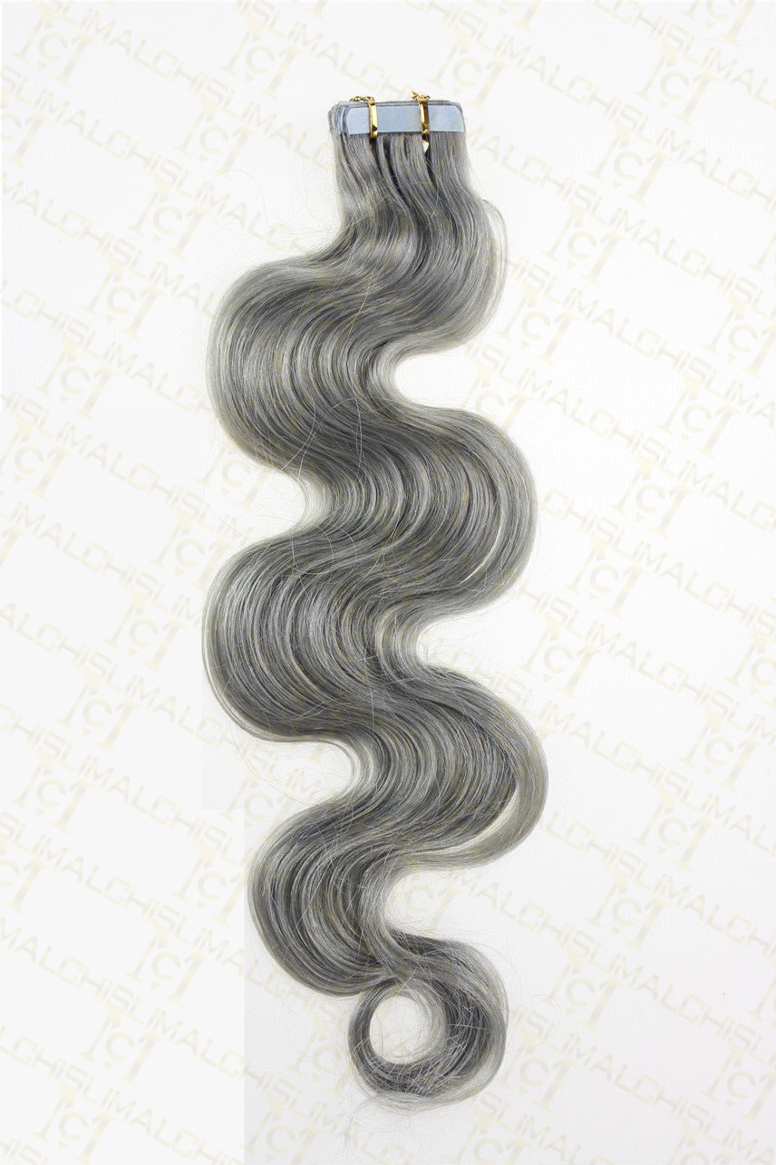 18Inch 40g 45cm Body Wavy & Curly Skin Weft Tape In Remy Human Hair Extensions