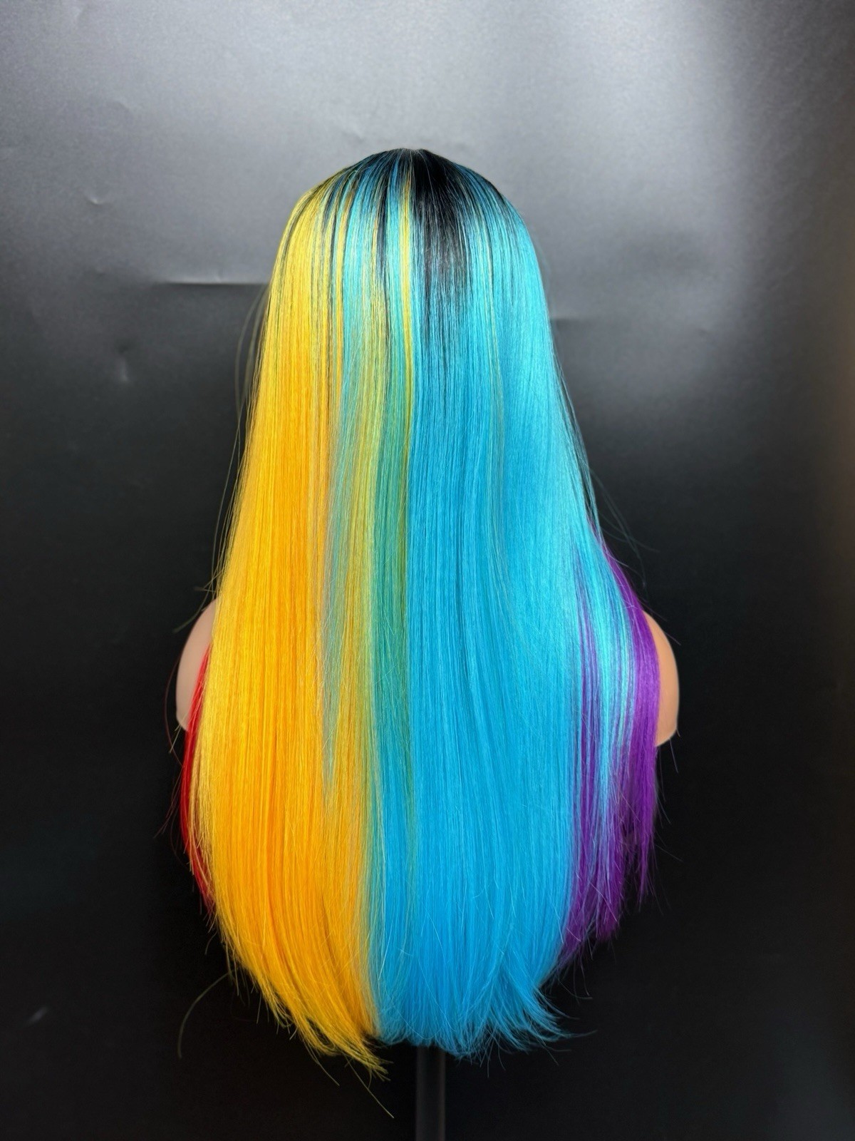 Pastel Rainbow Wig Lace Front Middle Part Straight Heat Ok