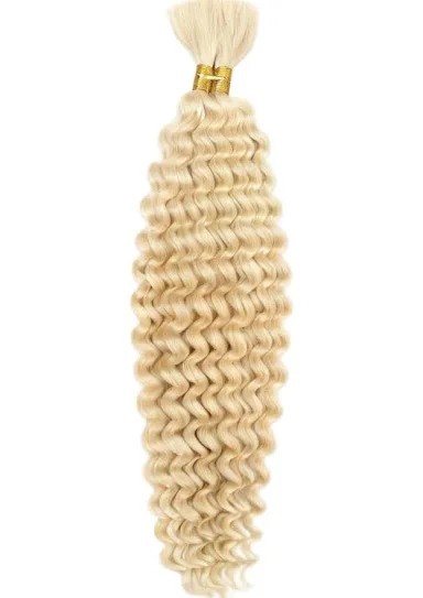Boho Style Deep Curl Bulk Hair 20″ #613 Platinum Blonde Box Braids Crochet Synth