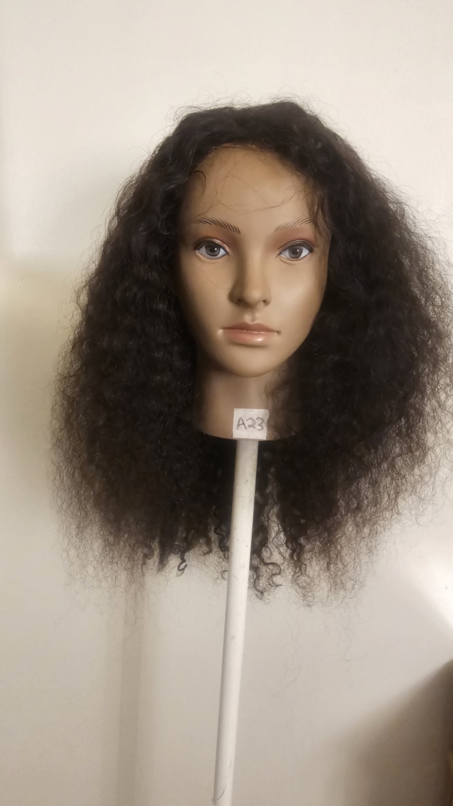 High Quality regular Top Black 20″ curly 100% Virgin Human Hair Lace Wig