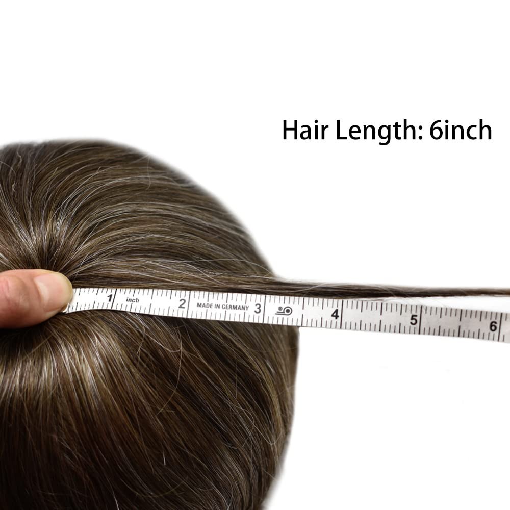 Full Poly Toupee for Men Real Human Hairpiece Durable Thin Skin Mens Toupee