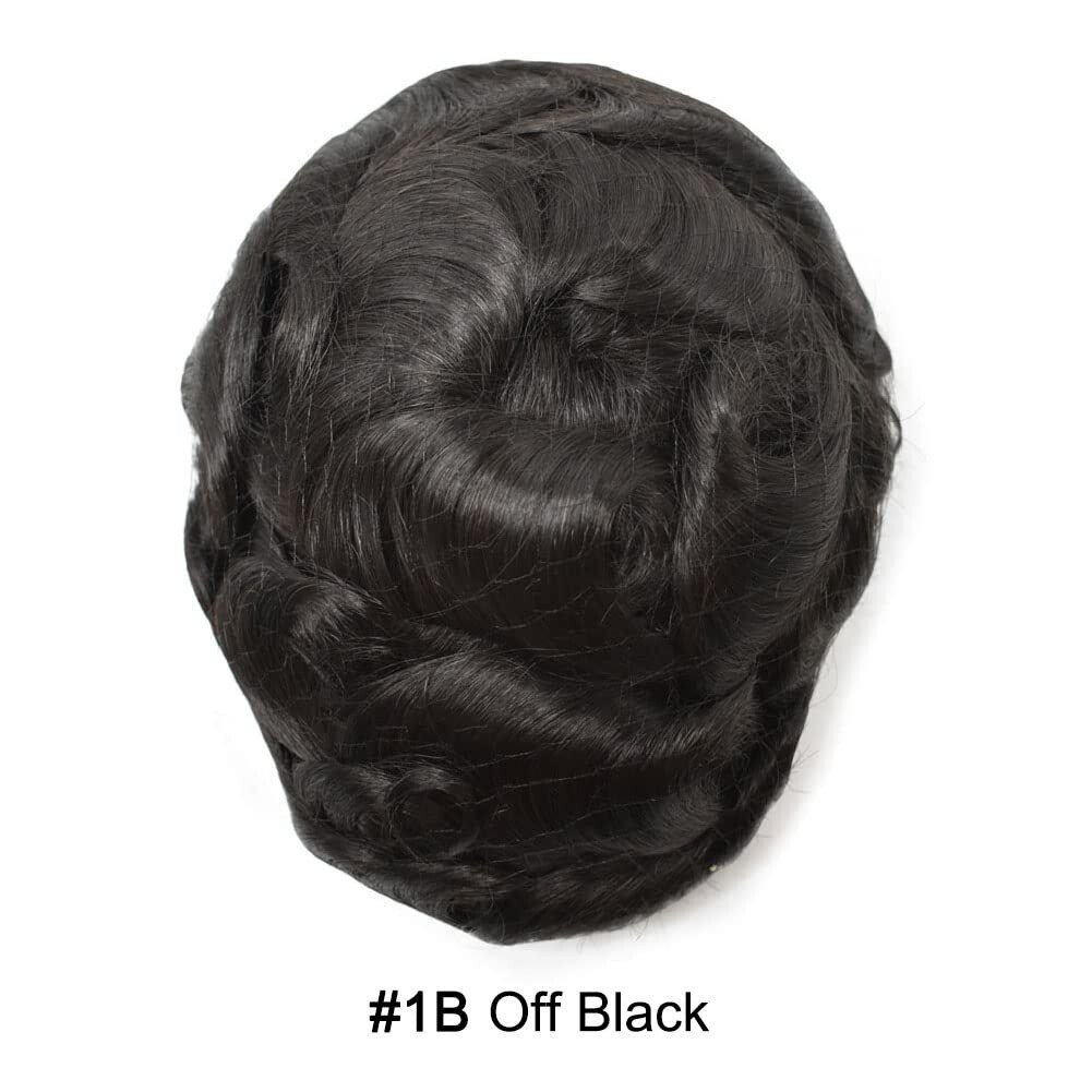 French Lace Front Mens Toupee Poly Skin Hairpieces Human Hair Replacement System