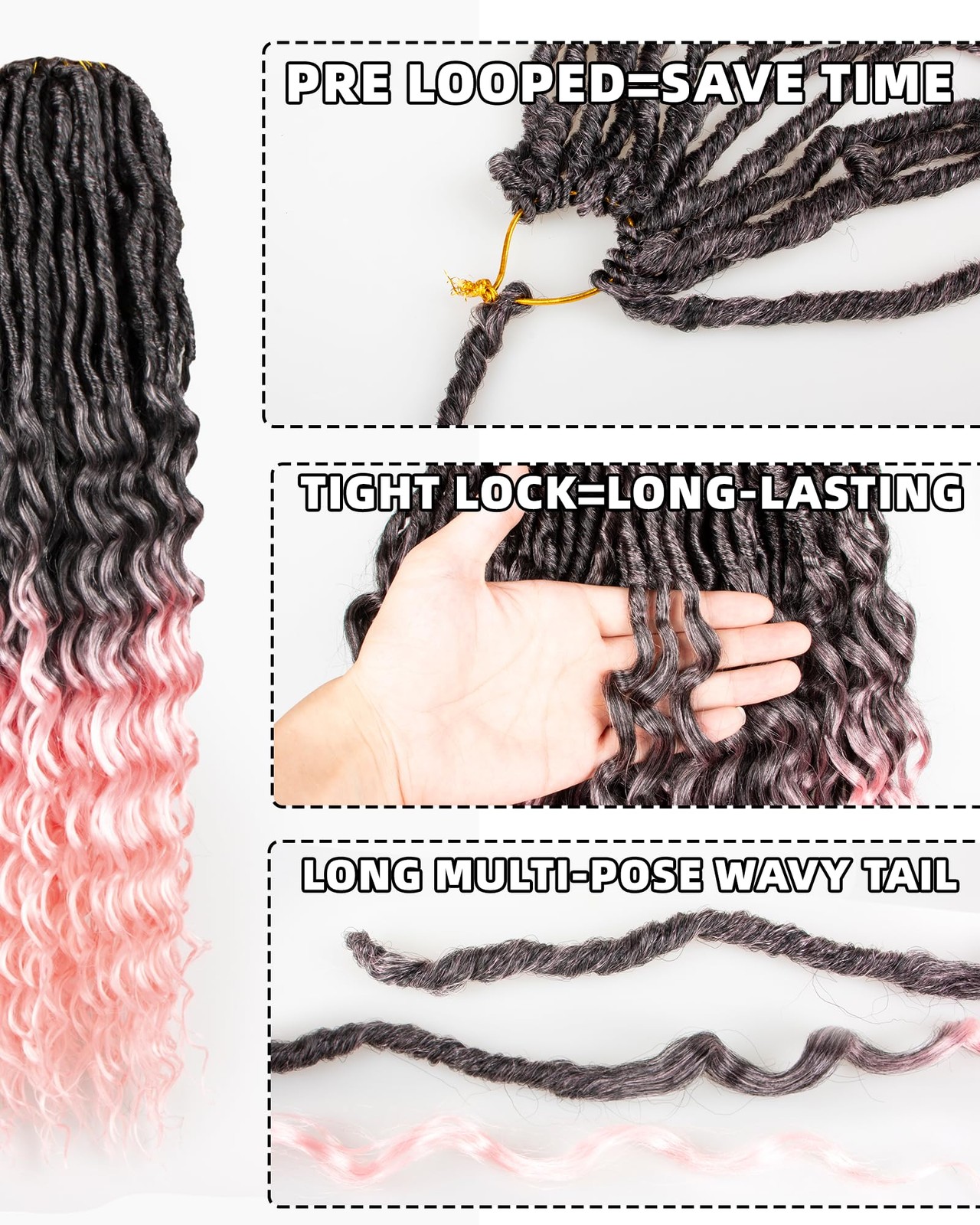 Miss Sula Deep Wave Faux Locs Crochet Hair For Black Women24 Inches 8 Packs 112