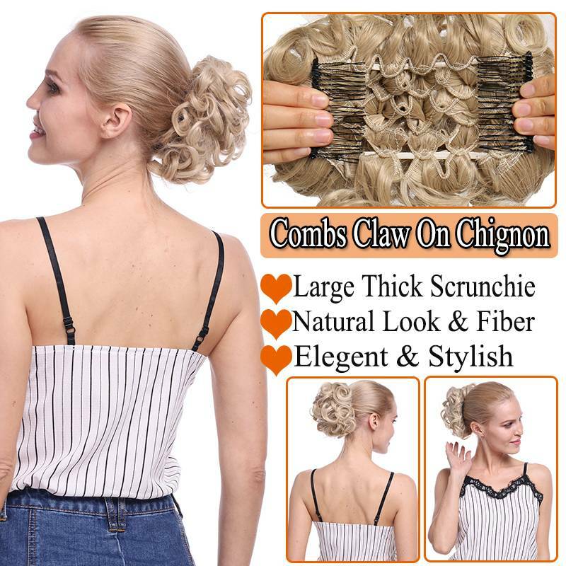 100% Thick Natural Updo Claw Clip in Messy Bun Hair Piece Extension Comb Wedding