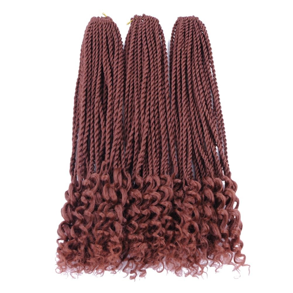 18 Inch Curly Senegalese Twist Crochet Hair Synthetic Goddess Braids 3 Pack