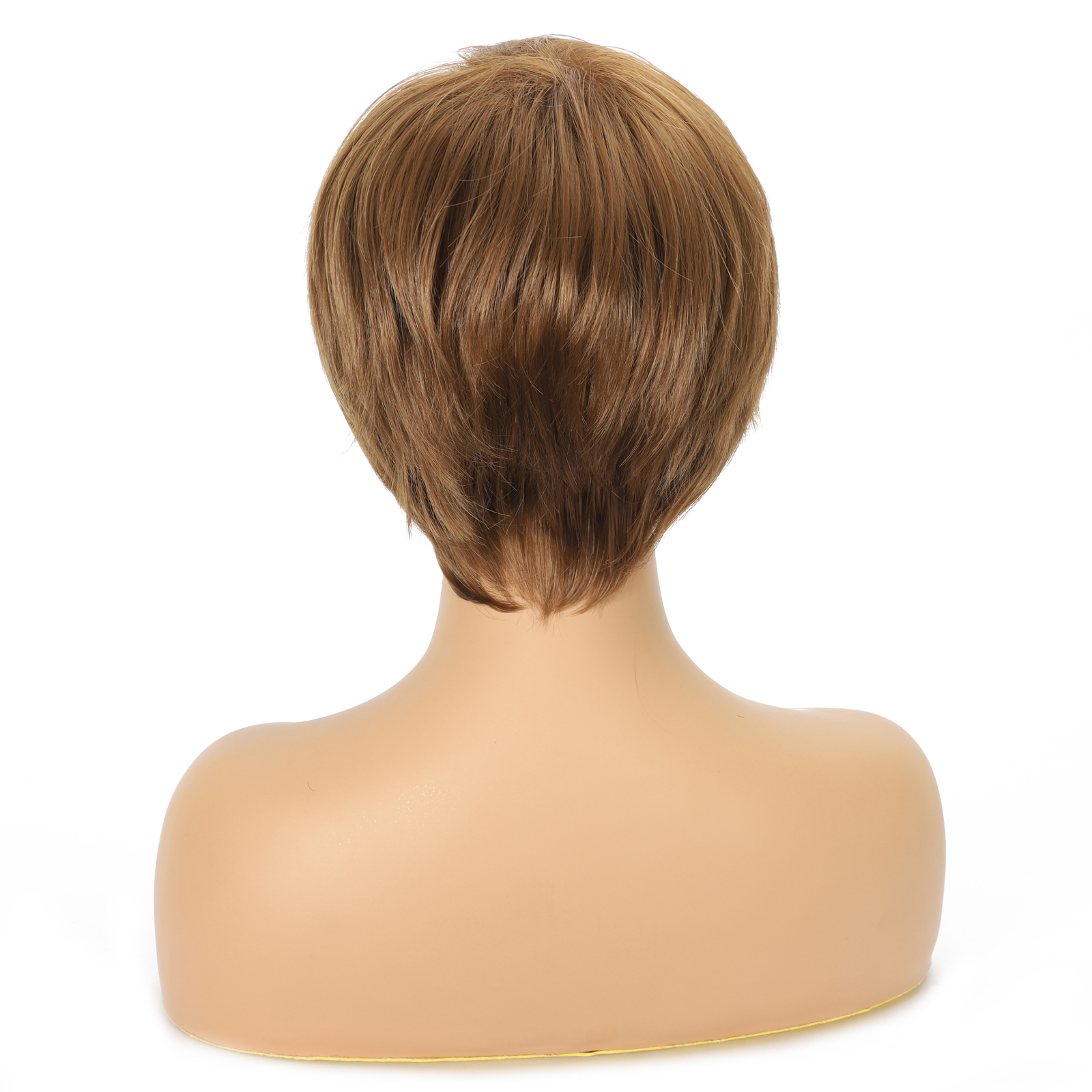 Pixie Cut Layered Short Brown Blond Mix Wigs with Bangs Straight Synthetic Hair