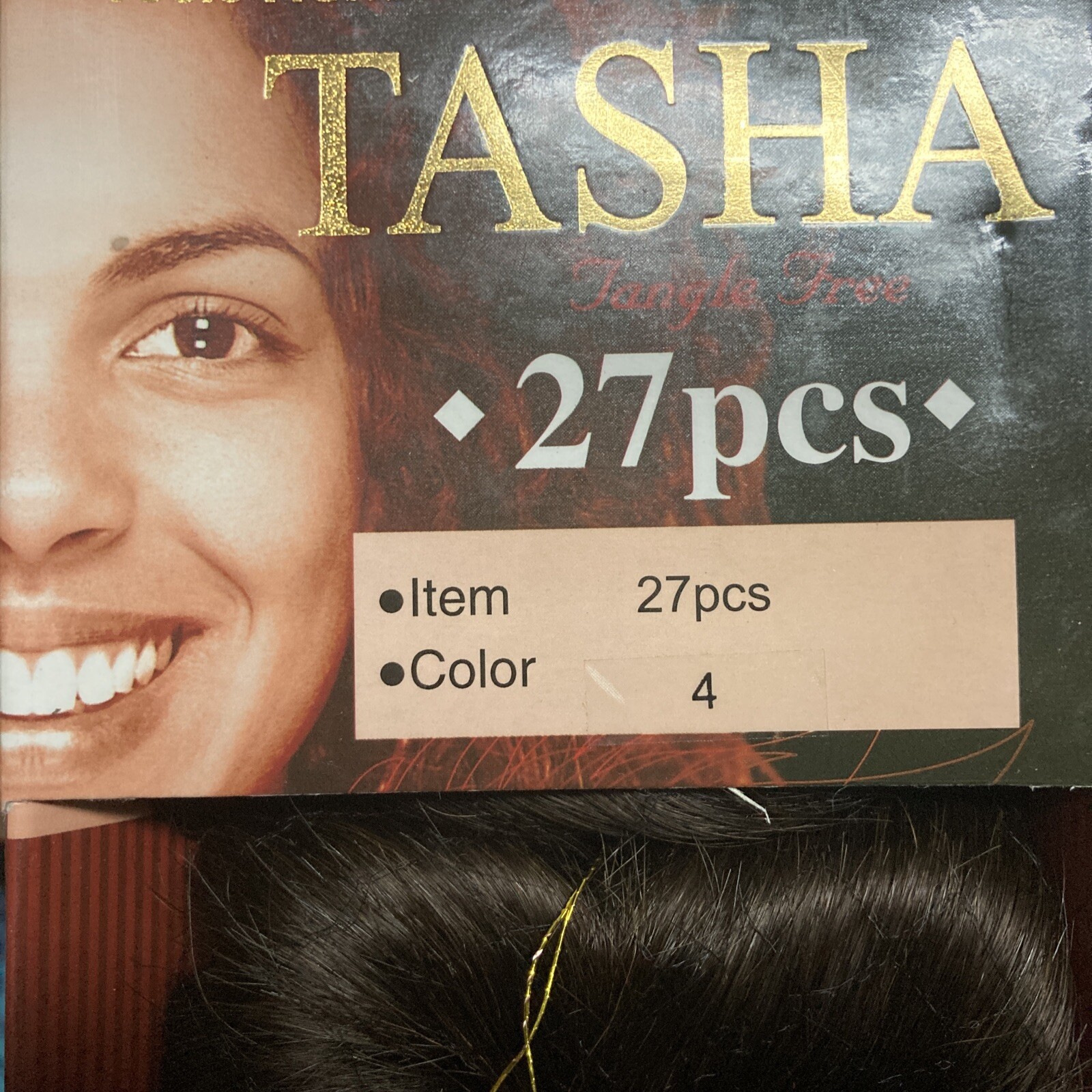 ONE PACK TASHA 27 PCS PREMIUM QUALITY 100% HUMAN HAIR COLOR #4 INCLUDE CLOSURE