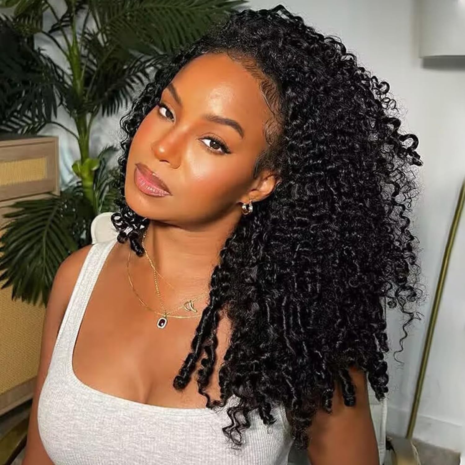 220% Density 20″ Curly Half Wigs – 100% Human Hair, Clip-In, Glueless, Drawstrin